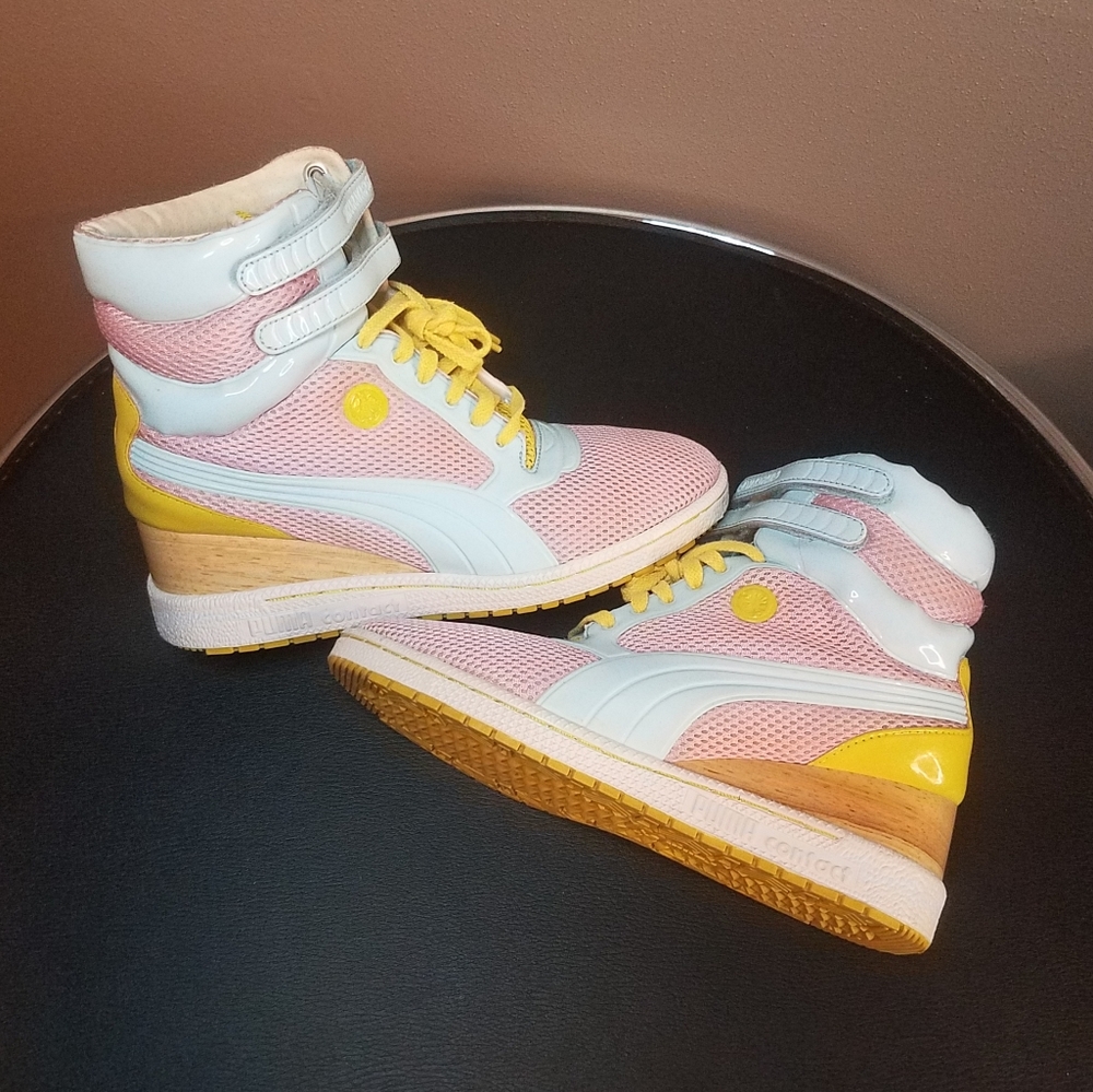 Puma Mihara Yasuhiro Wedge Sneaker sz 9.5 Womens Used Pink/Blue